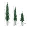3-Pack Slim Pencil Artificial Christmas Trees with Lifelike Green PVC and Rustic Metal Buckets